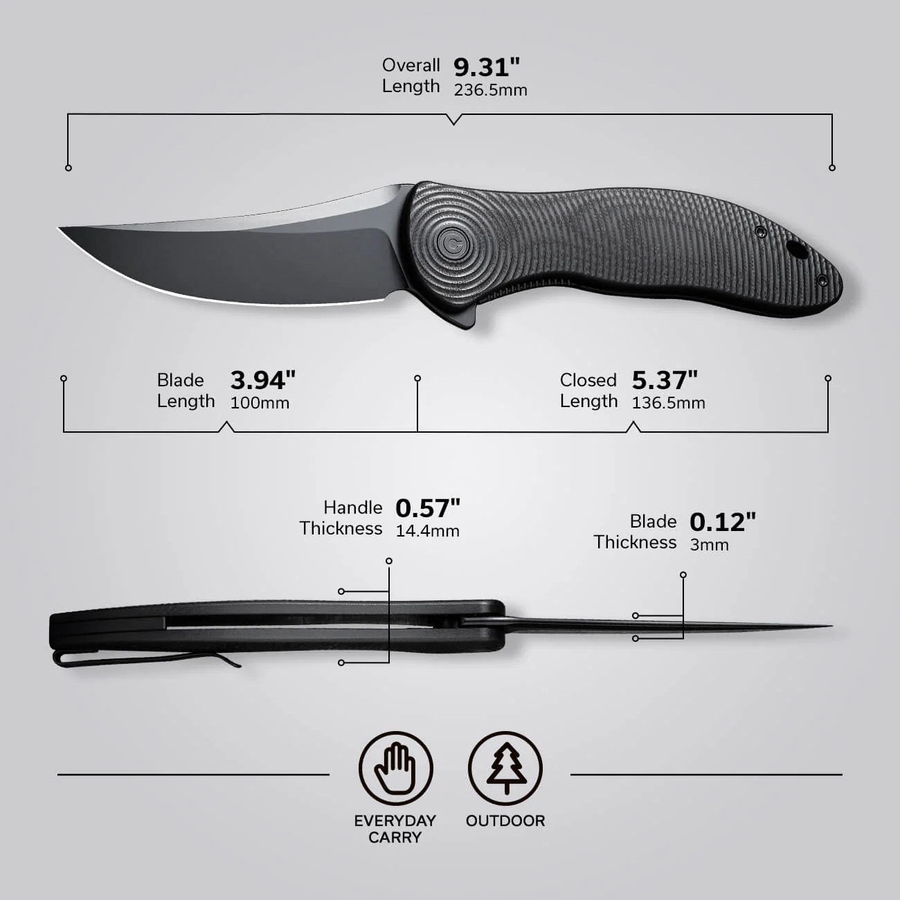 CIVIVI Synergy4 Flipper Knife G10 Handle (3.94" Nitro-V Blade) C21018A-1 - Image 4
