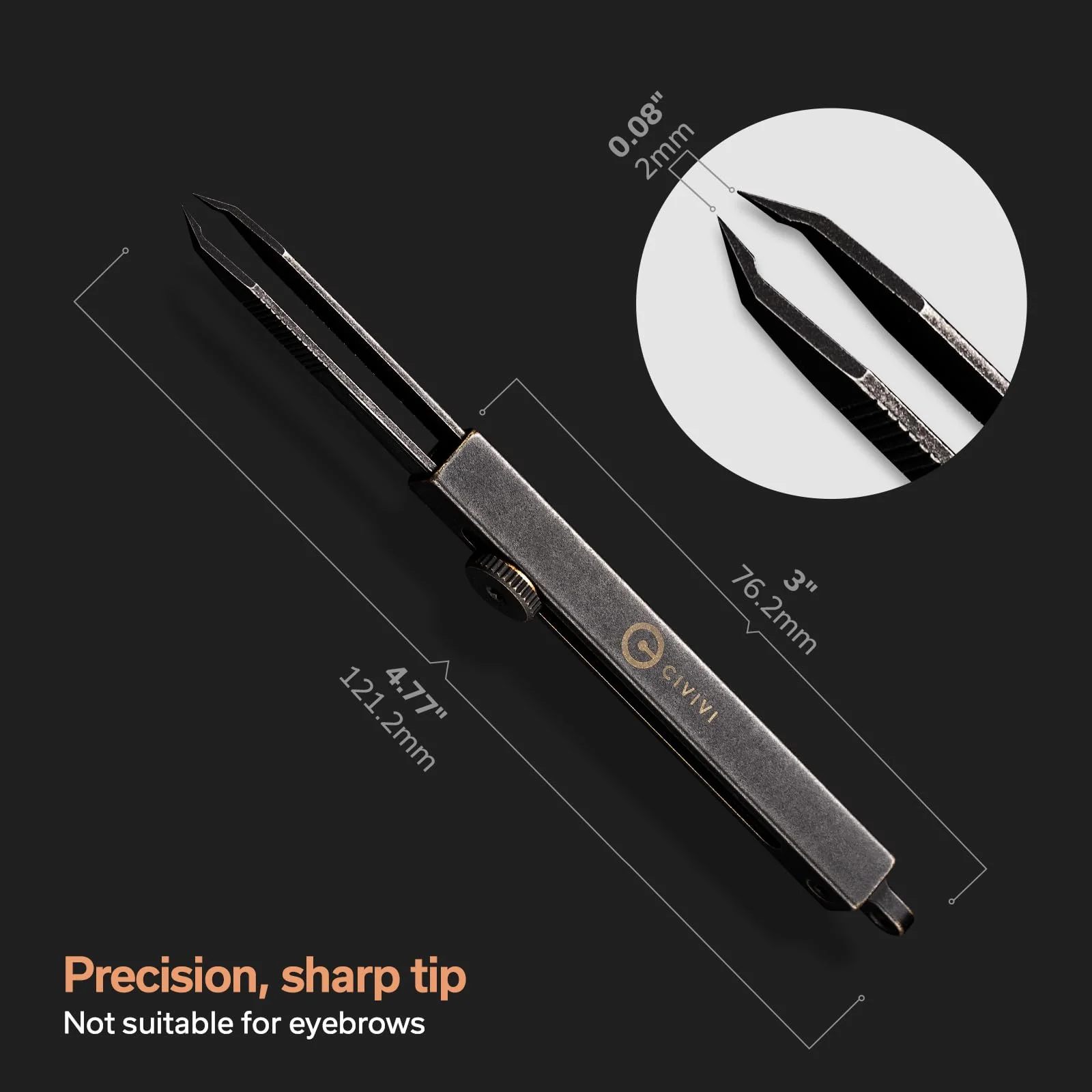 CIVIVI Tac-N-Tweeze Brass Handle (1.77" Stainless Steel Tweezers) C19062B-A - Image 6