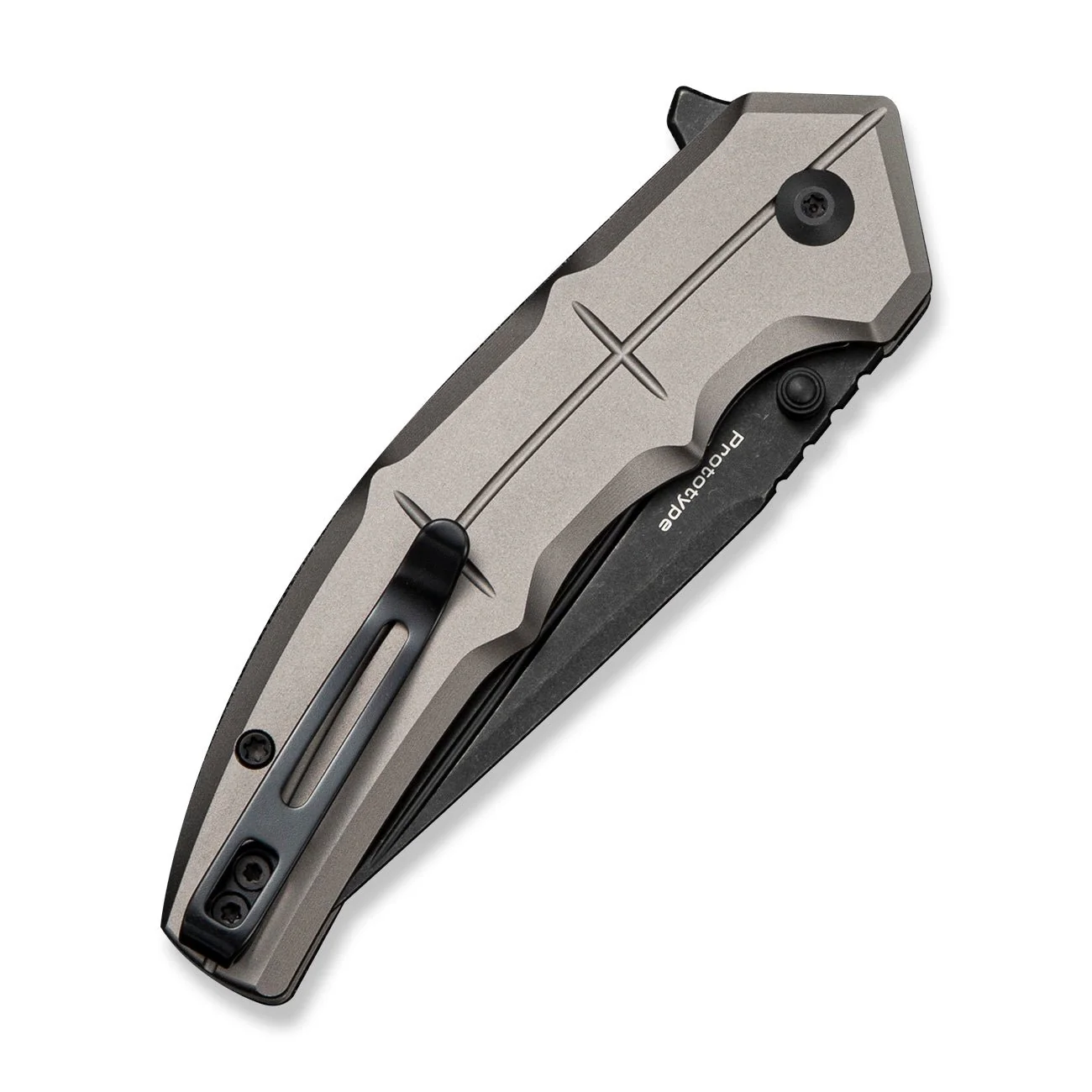 CIVIVI Tactron Flipper & Thumb Stud Knife Gray Aluminum Handle (3.2" Black Stonewashed Nitro-V Blade) C25049 Sample2 - Image 4