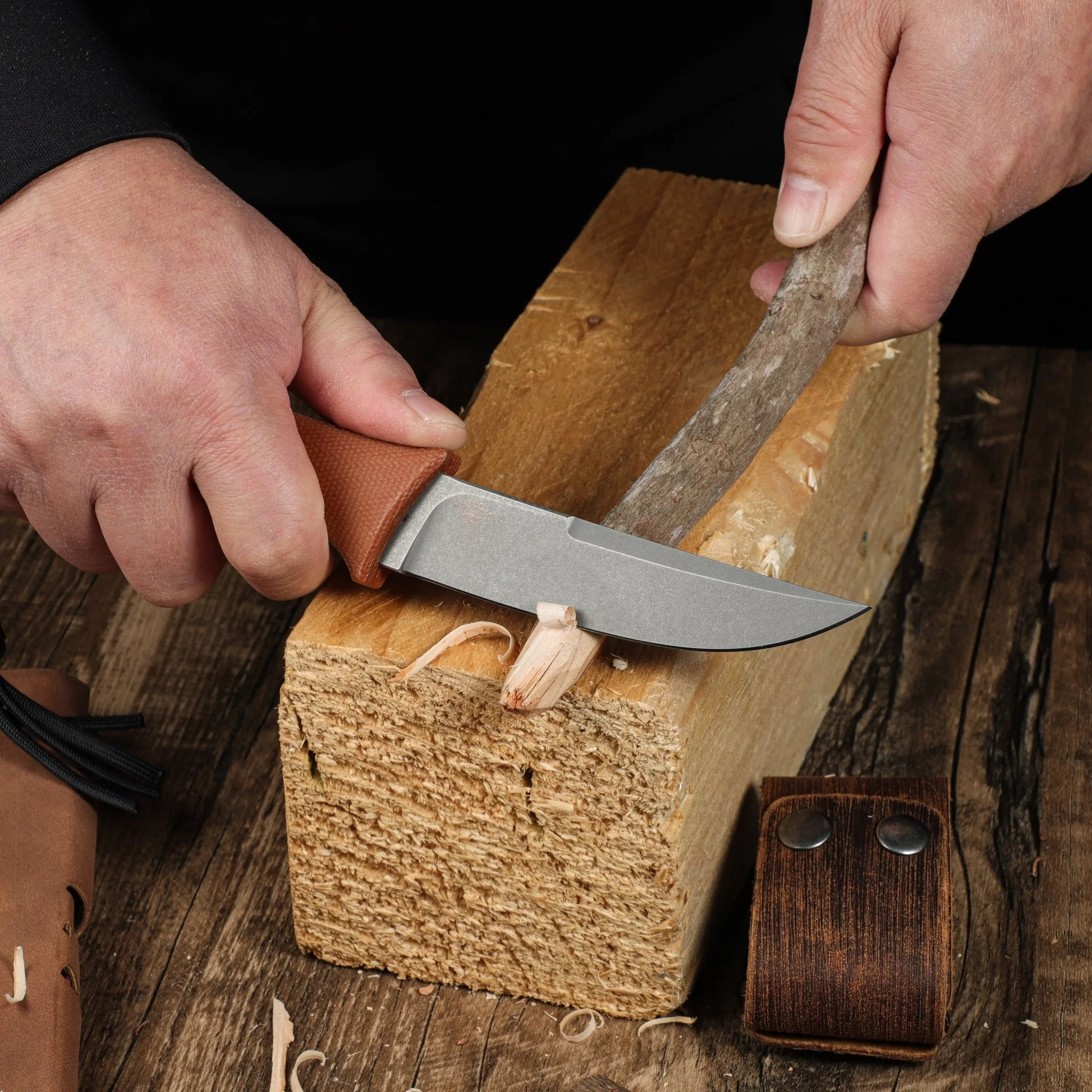 CIVIVI Tamashii Fixed Blade Knife Micarta Handle (4.07" D2 Blade) C19046-5 - Image 10