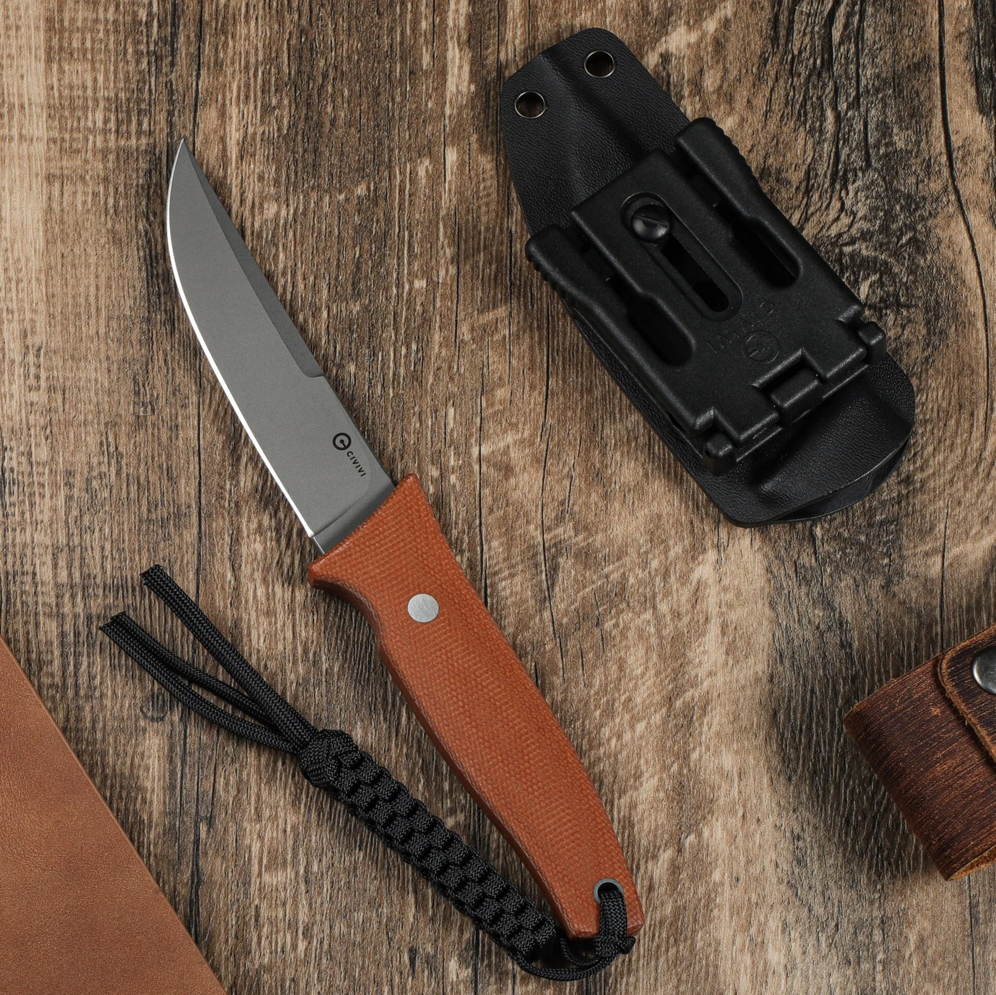 CIVIVI Tamashii Fixed Blade Knife Micarta Handle (4.07" D2 Blade) C19046-5 - Image 6