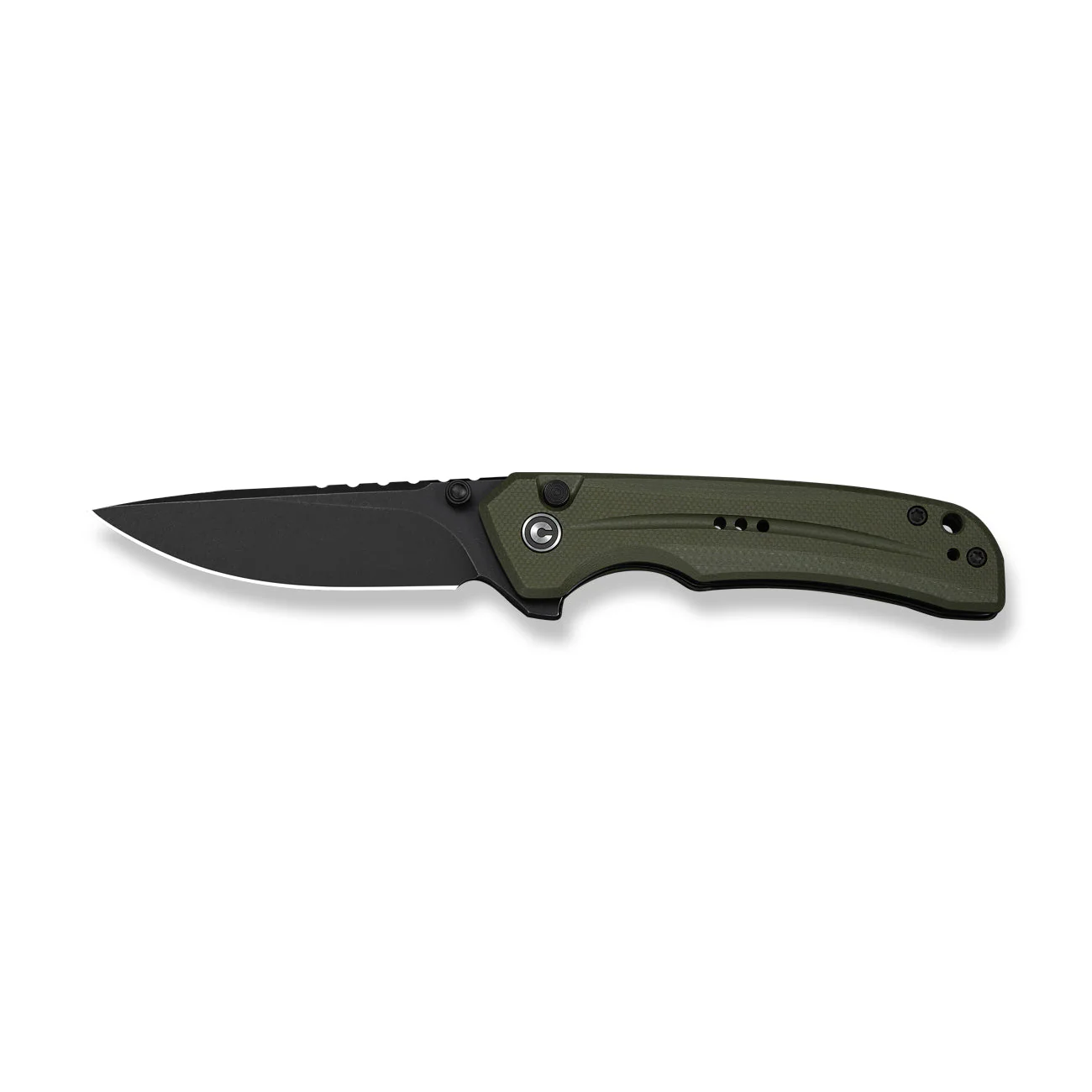 CIVIVI Tarask Flipper & Thumb Stud & Button Lock Knife OD Green G10 Handle (2.96" Black Stonewashed Nitro-V Blade) C25023C-2 - Image 4