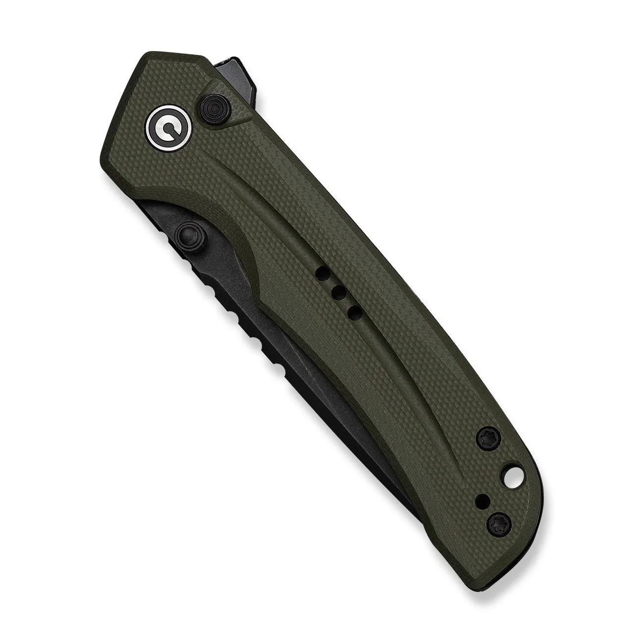 CIVIVI Tarask Flipper & Thumb Stud & Button Lock Knife OD Green G10 Handle (2.96" Black Stonewashed Nitro-V Blade) C25023C-2 - Image 6