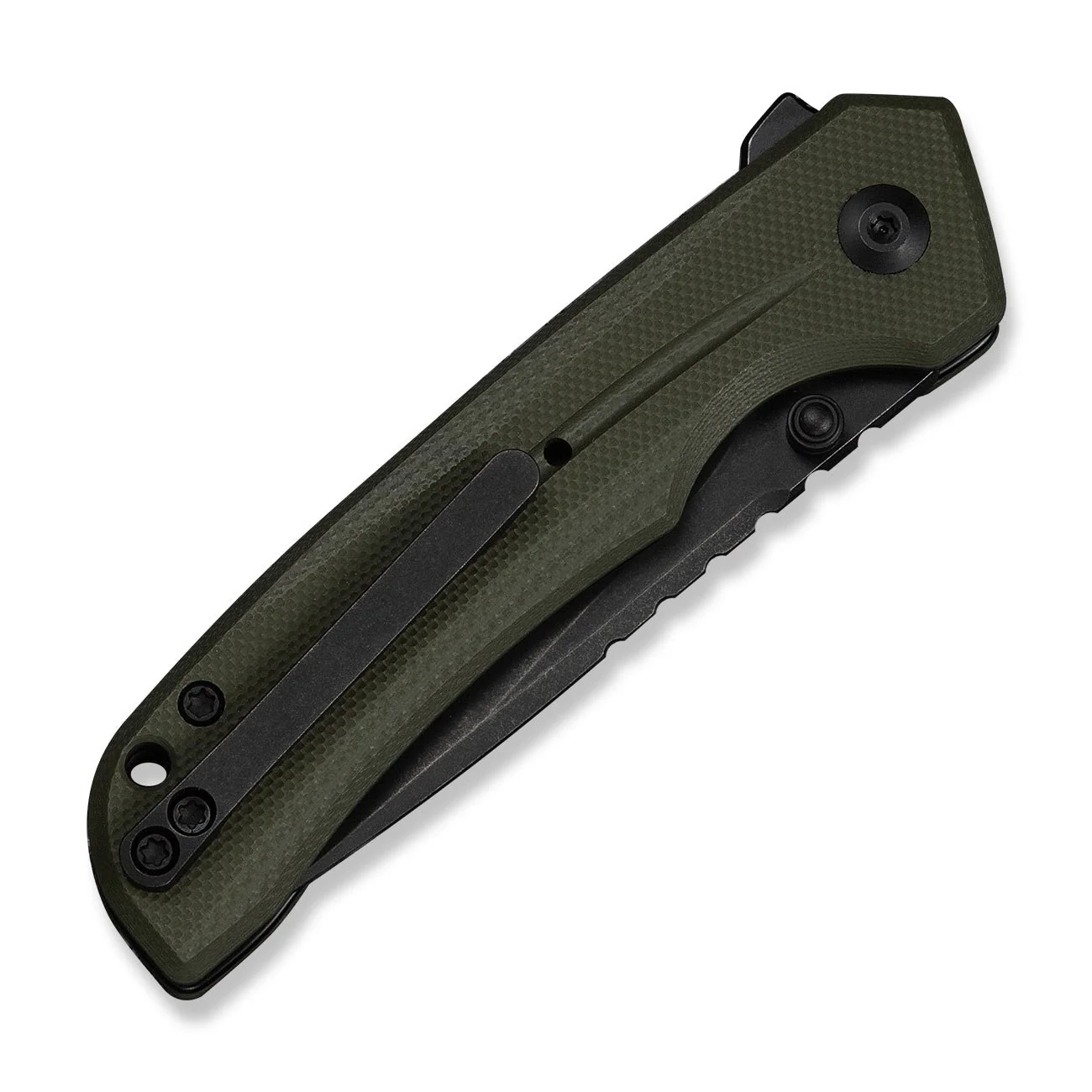 CIVIVI Tarask Flipper & Thumb Stud & Button Lock Knife OD Green G10 Handle (2.96" Black Stonewashed Nitro-V Blade) C25023C-2 - Image 7