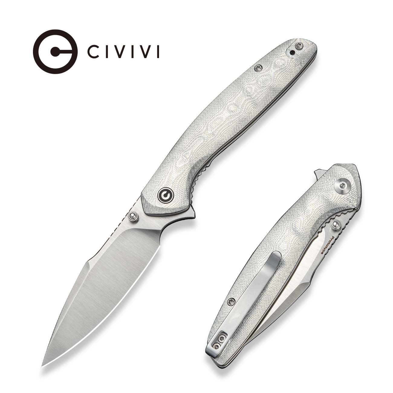 CIVIVI Thraxen G10 With Aluminum Foil Handle (3.44" Satin Finished Nitro-V Blade) C25081 Sample2