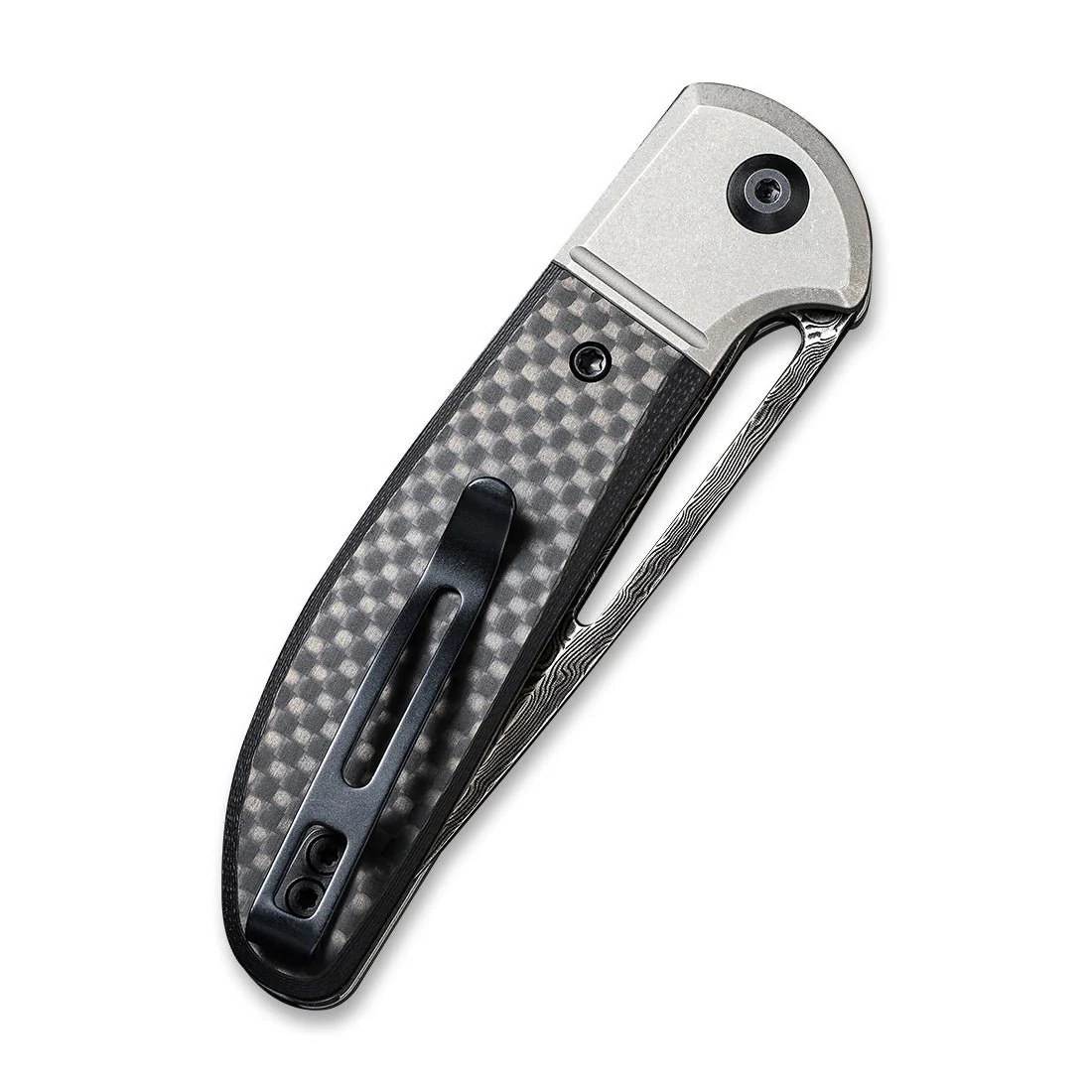 CIVIVI Trailblazer Slip Joint & Thumb Hole Knife Carbon Fiber & G10 & Stainless Steel Handle (2.97" Damascus Blade) C2018DS-1 - Image 6