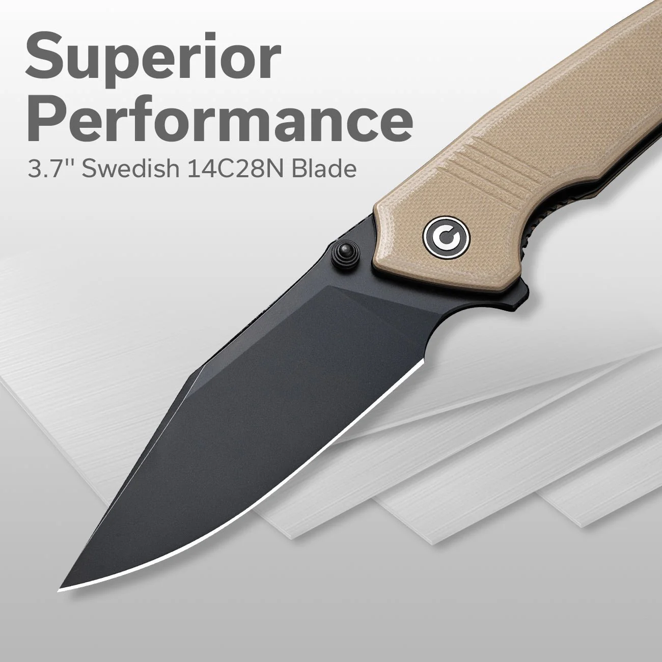 CIVIVI Tranquil Flipper & Thumb Stud Knife G10 Handle (3.7" 14C28N Blade) C23027-3 - Image 2