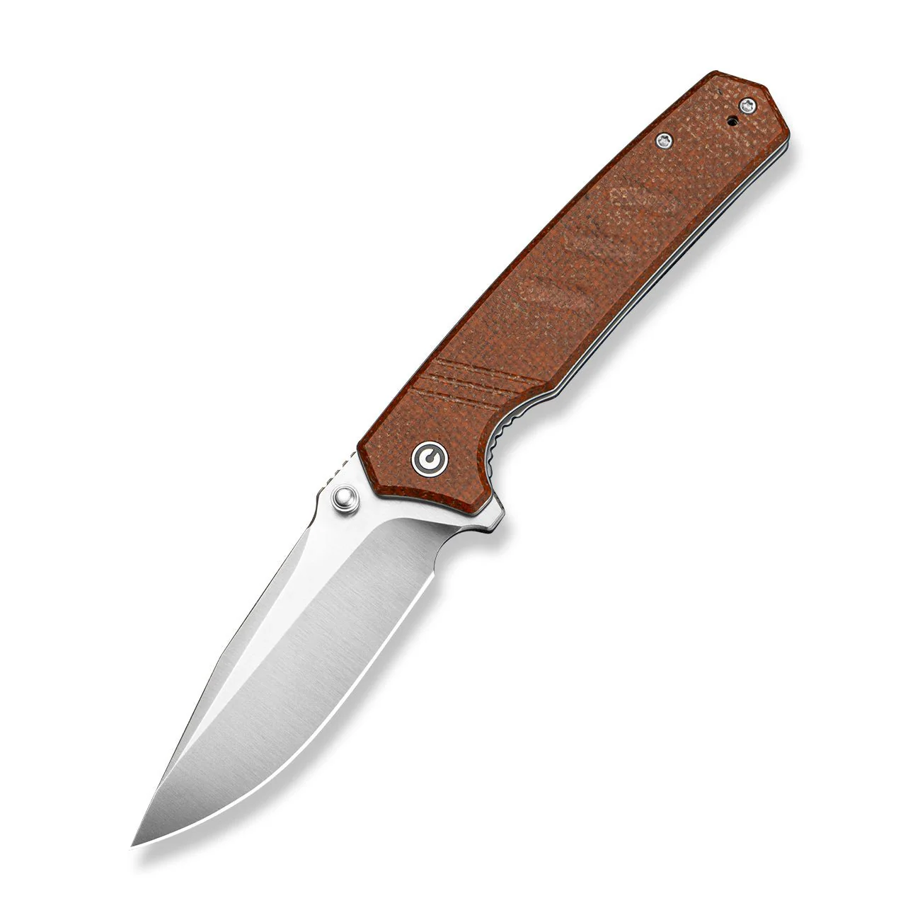 CIVIVI Trellex Flipper & Thumb Stud Knife Brown Burlap Micarta Handle (3.5" Satin Finished Nitro-V Blade) C25013 Sample2 - Image 3