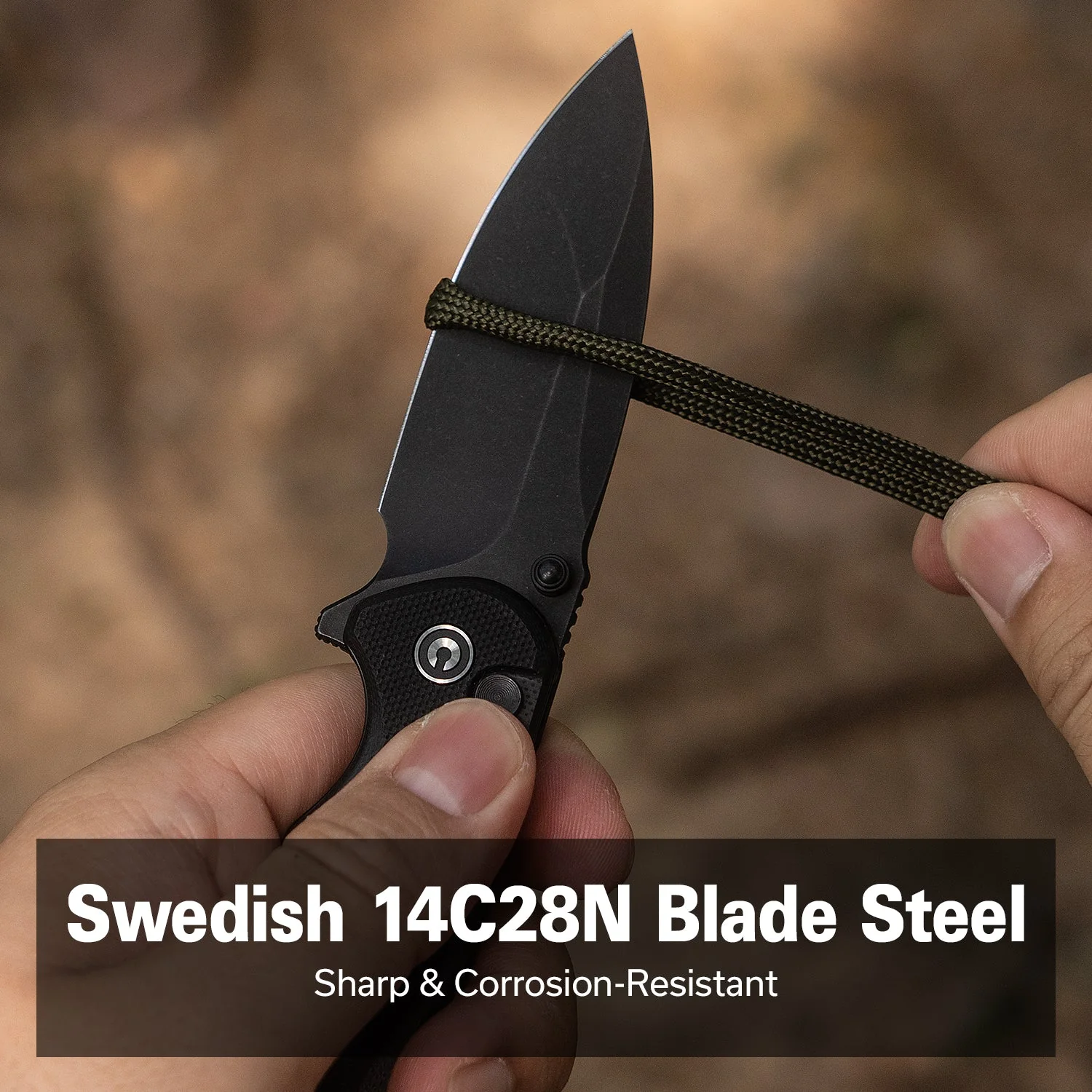 CIVIVI Triptych Flipper & Thumb Stud & Button Lock Knife G10 Handle (2.97" 14C28N Blade) C23085B-1 - Image 4