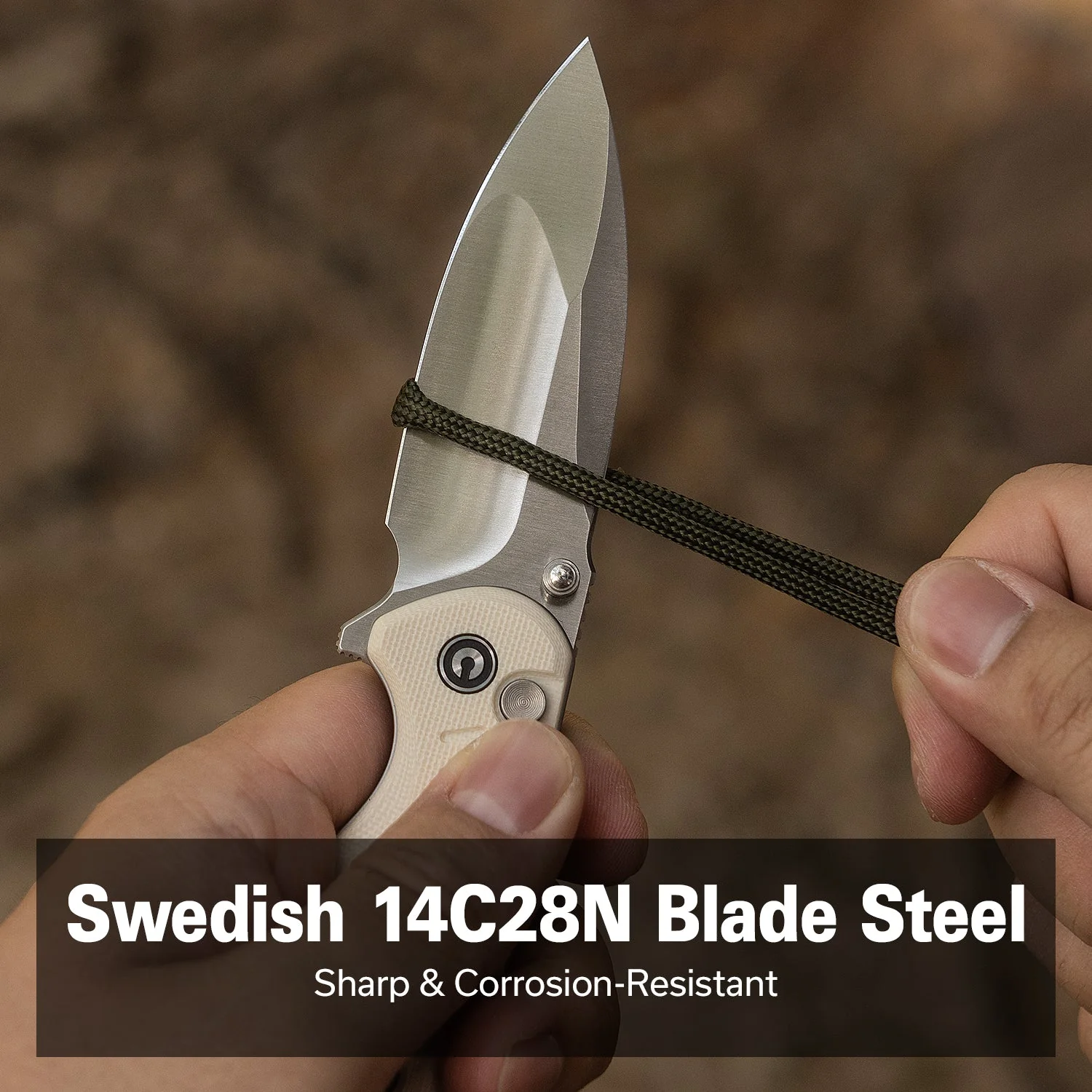 CIVIVI Triptych Flipper & Thumb Stud & Button Lock Knife G10 Handle (2.97" 14C28N Blade) C23085B-2 - Image 4