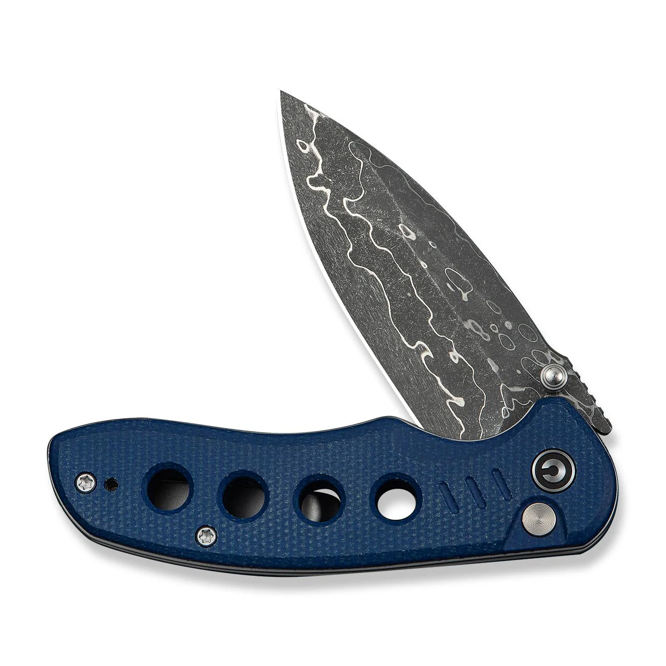 CIVIVI Triptych Flipper & Thumb Stud & Button Lock Knife Micarta Handle (2.97" Damascus Blade) C23085B-DS1 - Image 10