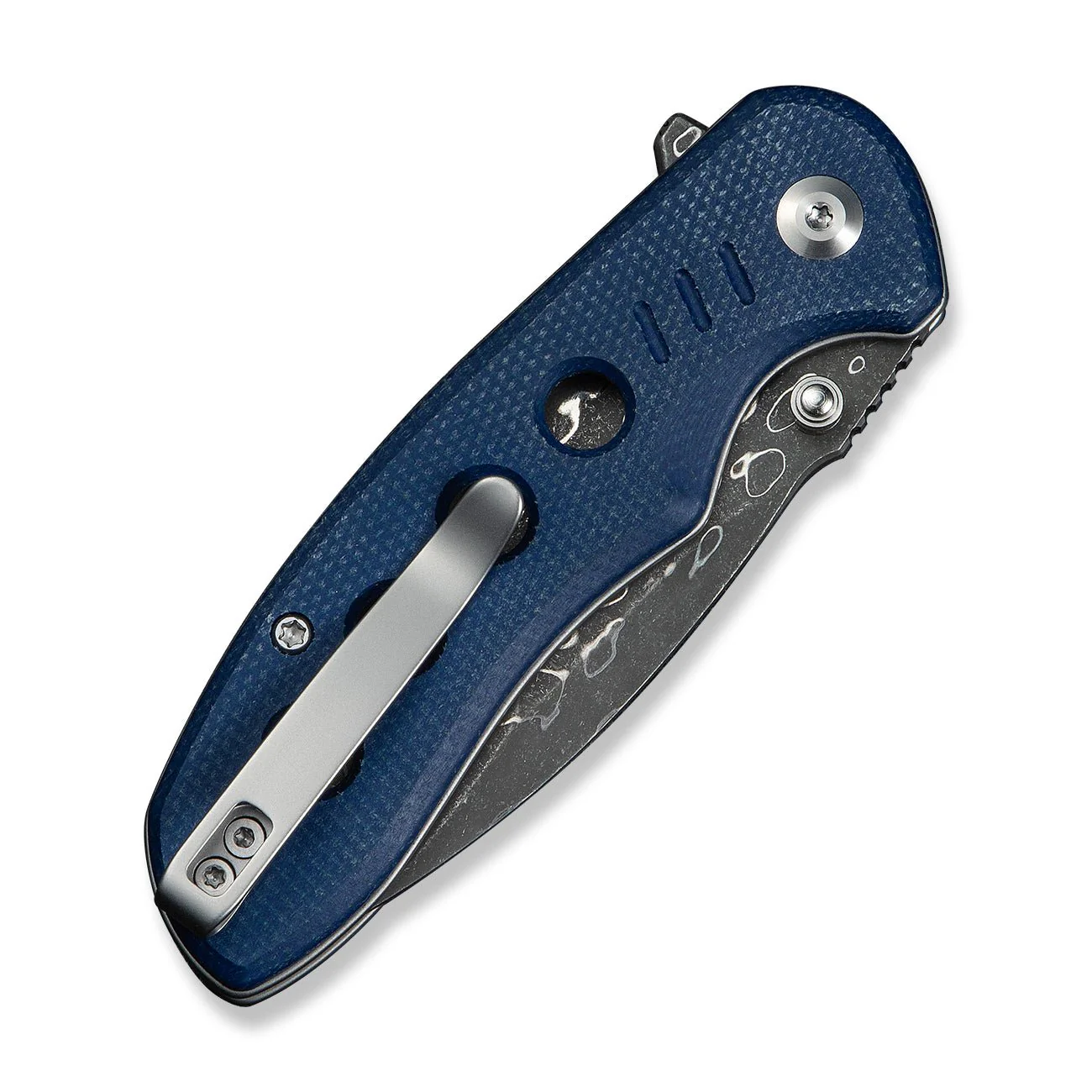 CIVIVI Triptych Flipper & Thumb Stud & Button Lock Knife Micarta Handle (2.97" Damascus Blade) C23085B-DS1 - Image 12