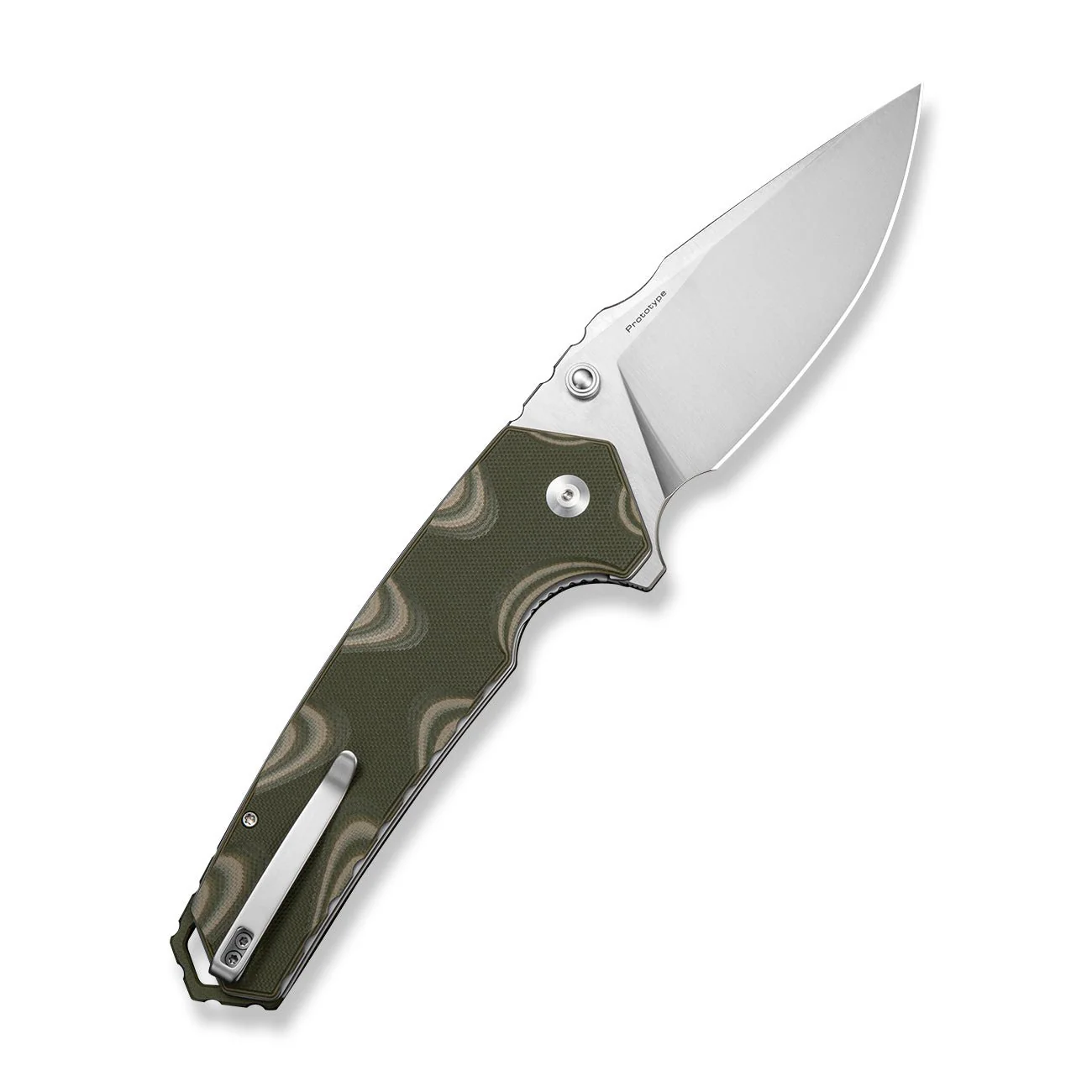 CIVIVI Tyranix Flipper & Thumb Stud Knife Layered Green & Tan G10 Handle (4.39" Satin Finished 14C28N Blade) C25018 Sample1 - Image 2