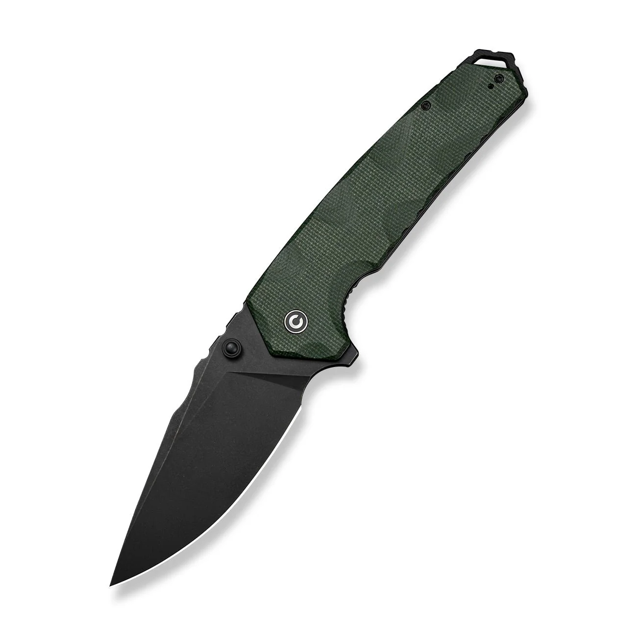 CIVIVI Tyranix Flipper & Thumb Stud Knife Green Canvas Micarta Handle (4.39" Black Stonewashed 14C28N Blade) C25018 Sample2 - Image 3