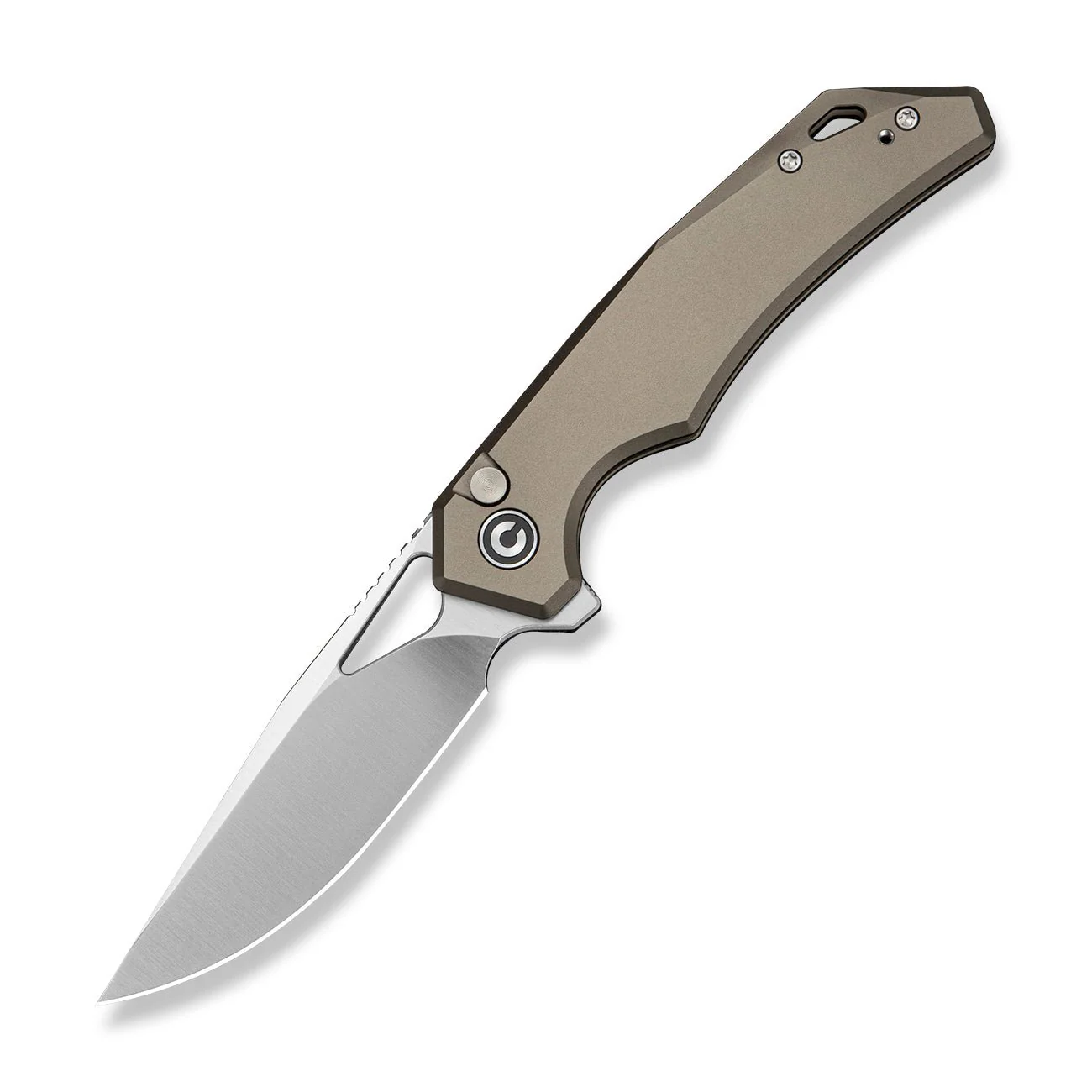 CIVIVI Vexaryn Flipper & Thumb Hole & Button Lock Knife Gray Aluminum Handle (3.39" Satin Finished Nitro-V Blade) C25062 Sample1 - Image 3