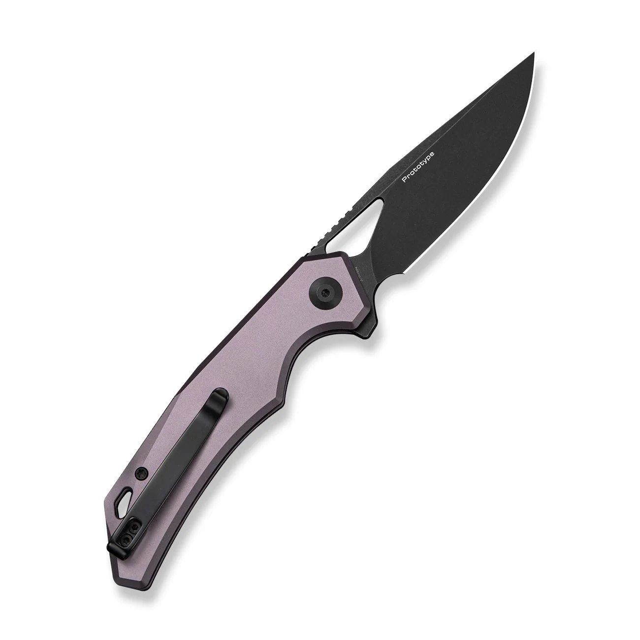 CIVIVI Vexaryn Flipper & Thumb Hole & Button Lock  Knife Purple Aluminum Handle (3.39" Black Stonewashed Nitro-V Blade) C25062 Sample2 - Image 2