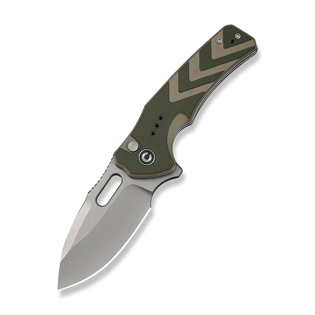 CIVIVI Vexron Flipper & Thumb Hole & Button Lock Knife G10 Handle (2.98" 14C28N Blade) C24066-2 - Image 8