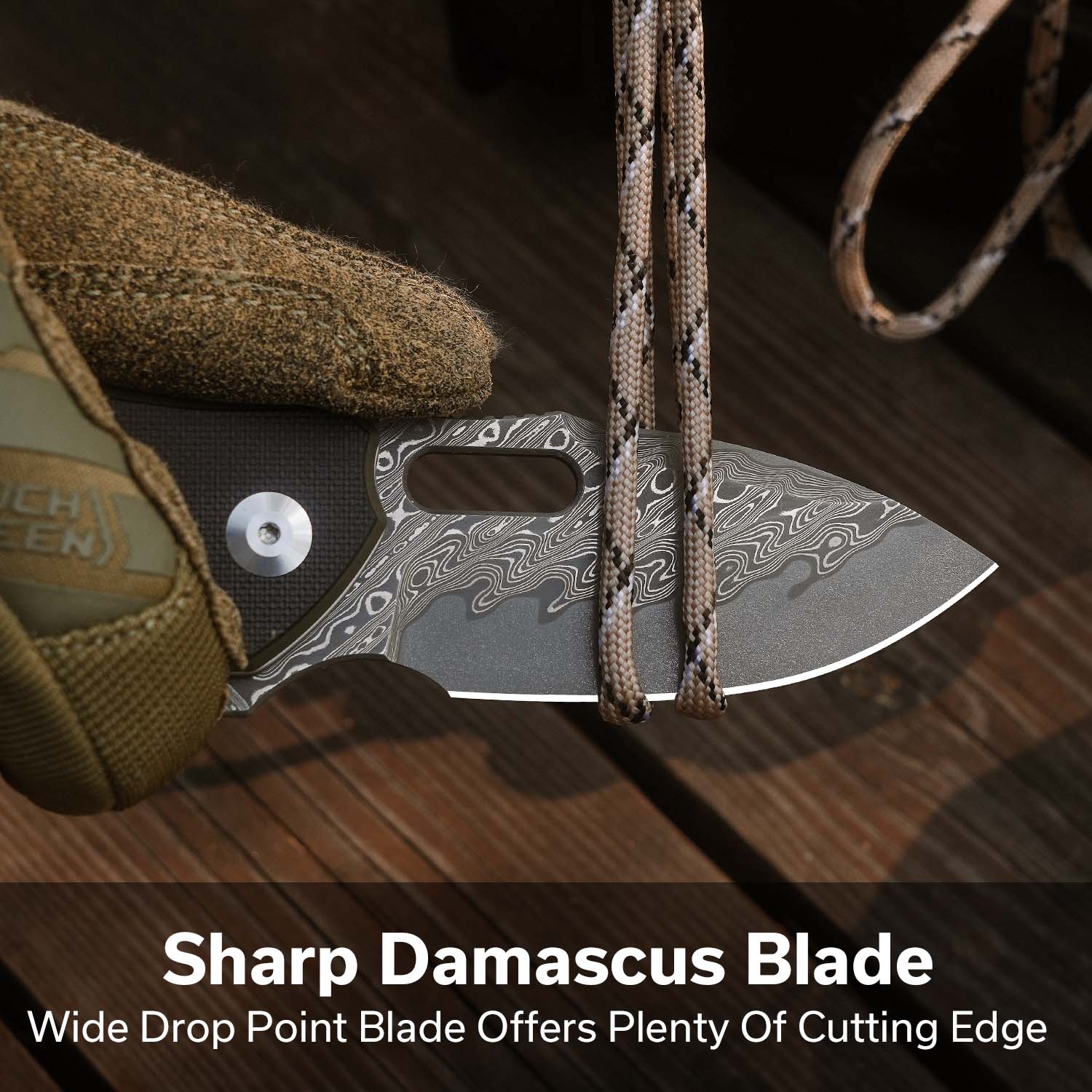 CIVIVI Vexron Flipper & Thumb Hole & Button Lock Knife G10 Handle (2.98" Damascus Blade) C24066-DS1 - Image 2