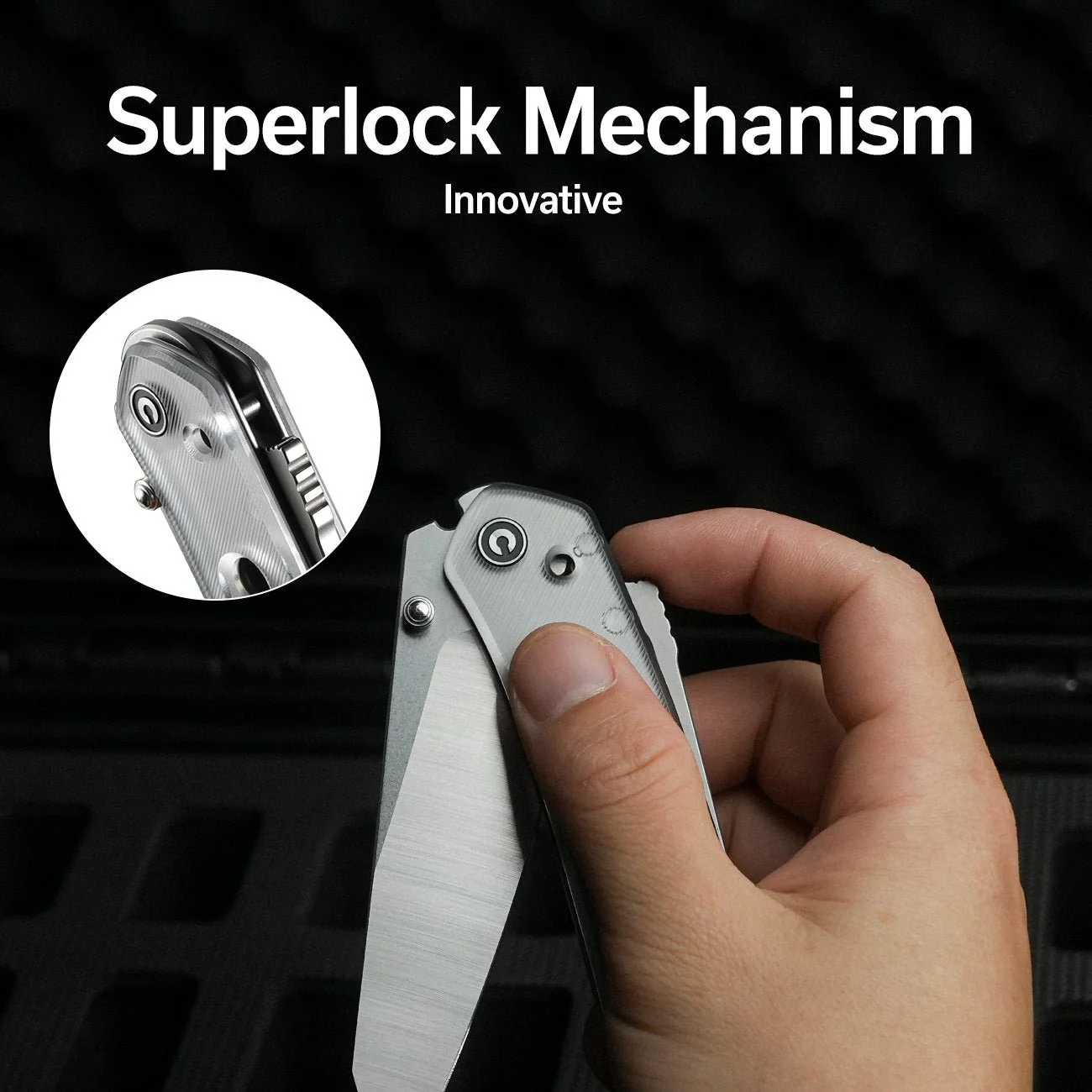 CIVIVI Vision FG Thumb Stud & Superlock Knife Lexan Handle (3.54" Nitro-V Blade) C22036-7 - Image 5
