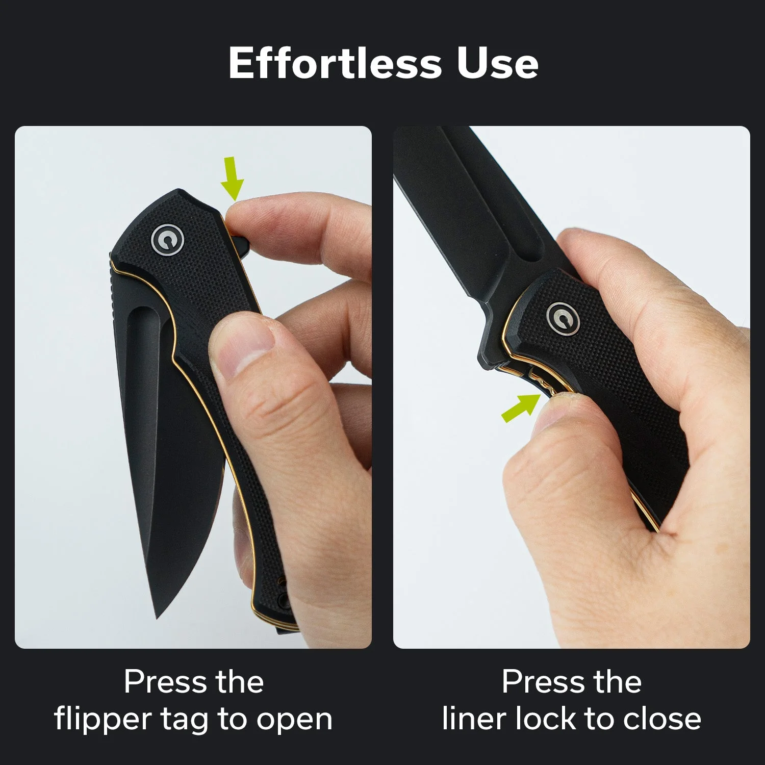 CIVIVI Voidflare Flipper Knife Black G10 Handle (2.92" Black Stonewashed 14C28N Blade) C24040-1 - Image 4