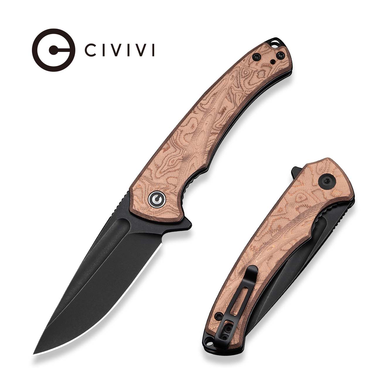 CIVIVI Voidflare Flipper Knife G10 With Copper Foil Handle (2.92" Black Stonewashed 14C28N Blade) C24040-3