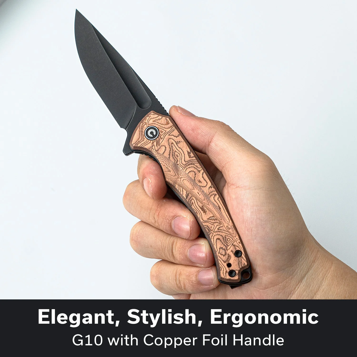 CIVIVI Voidflare Flipper Knife G10 With Copper Foil Handle (2.92" Black Stonewashed 14C28N Blade) C24040-3 - Image 3