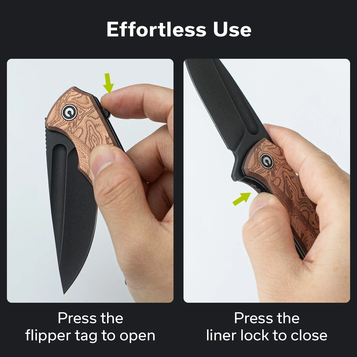 CIVIVI Voidflare Flipper Knife G10 With Copper Foil Handle (2.92" Black Stonewashed 14C28N Blade) C24040-3 - Image 4