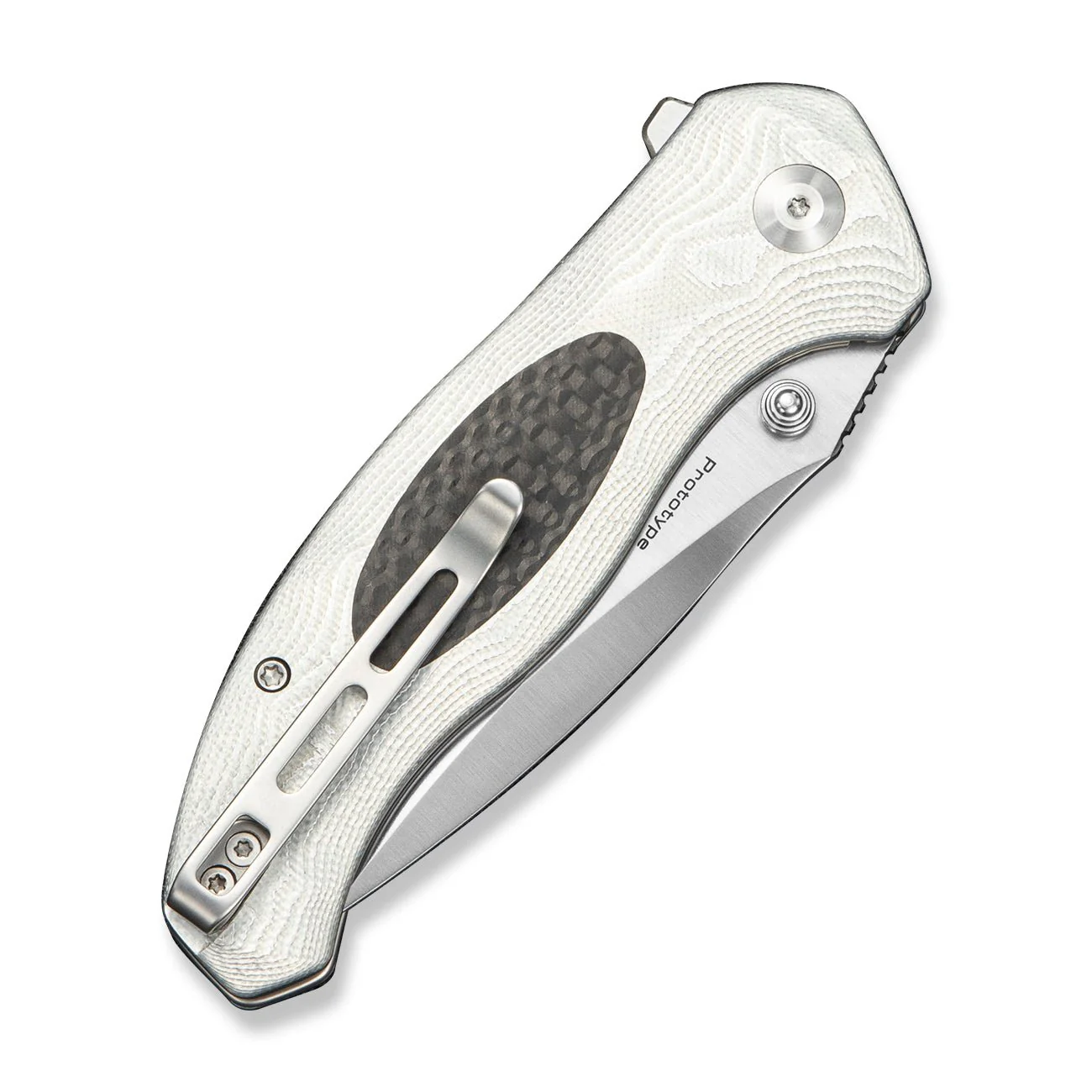 CIVIVI Vyrent Flipper & Thumb Stud Knife Silver G10 & Aluminum Foil Handle With Black Twill Carbon Fiber Inlay (3.48" Satin Finished Nitro-V Blade) C25037 Sample2 - Image 4