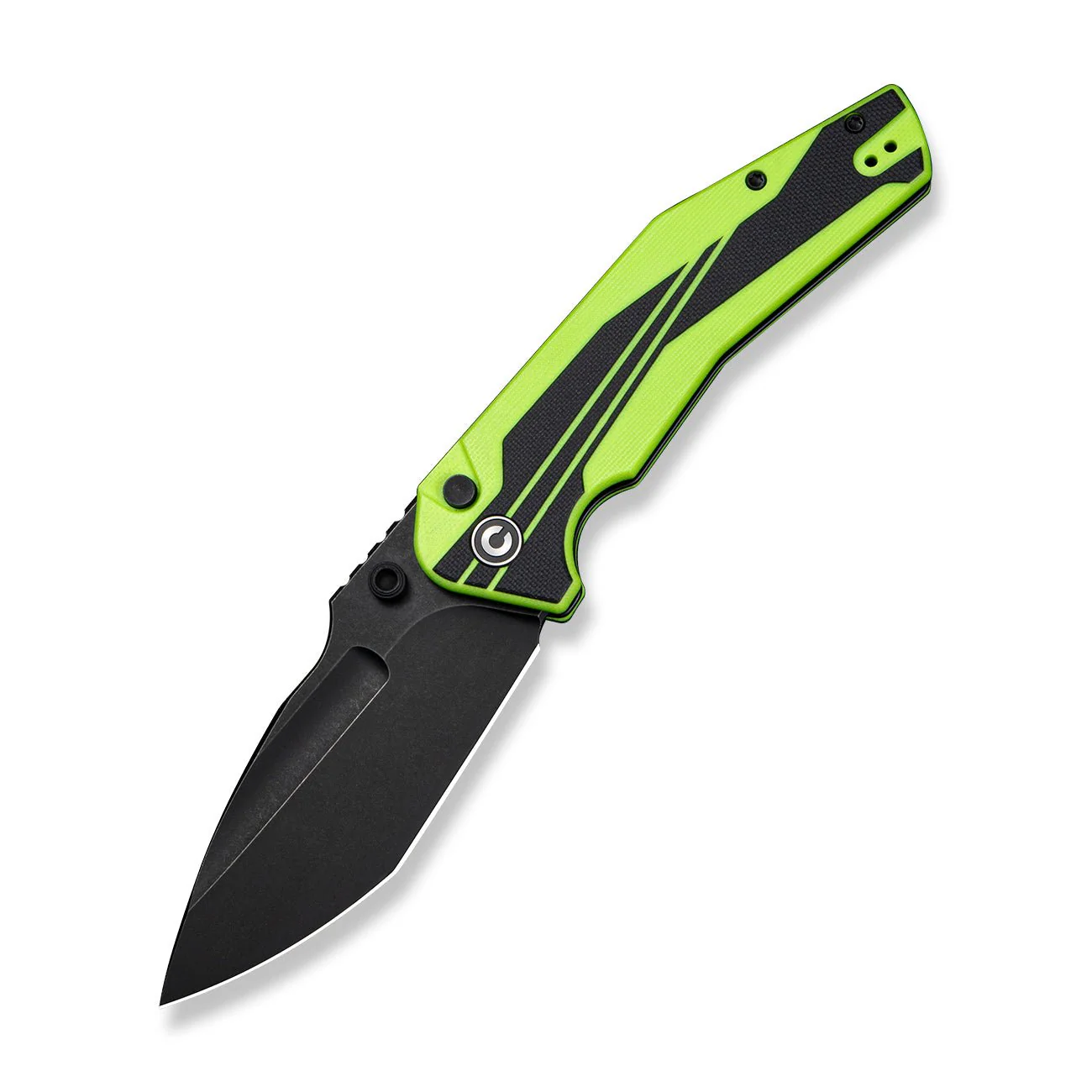 CIVIVI Wellmax Thumb Stud & Button Lock Knife Fluorescent Green & Black G10 Handle (3.6" Black Stonewashed 14C28N Blade) C24008A-Sample2 - Image 3