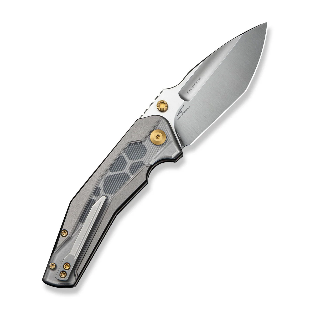 CIVIVI Wellmax Thumb Stud & Button Lock Knife Gray Aluminum Handle With Polished Clear Lexan Inlay (3.6" Satin Finished 14C28N Blade) C24008C-Sample2 - Image 2