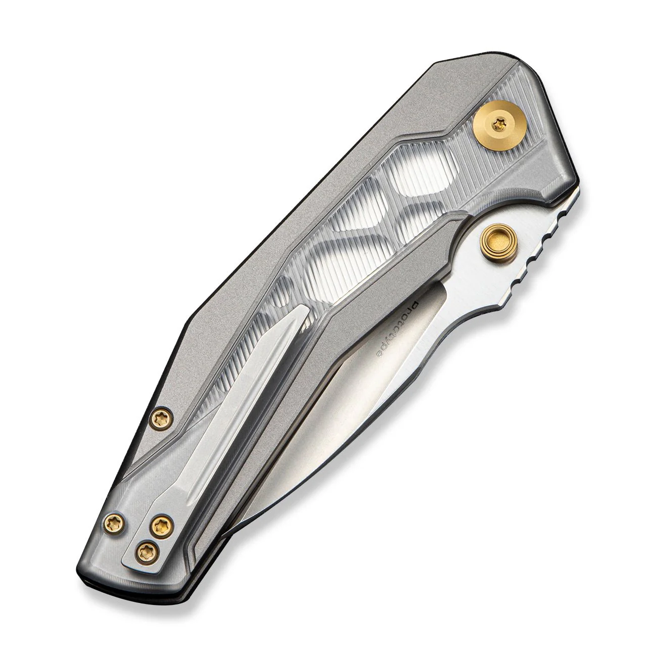 CIVIVI Wellmax Thumb Stud & Button Lock Knife Gray Aluminum Handle With Polished Clear Lexan Inlay (3.6" Satin Finished 14C28N Blade) C24008C-Sample2 - Image 4